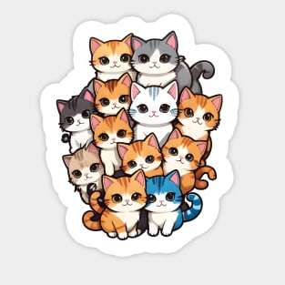 Pile of cute cats Sticker